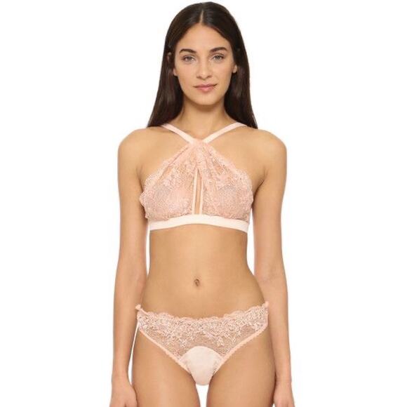 Mimi Holliday M Twist Halter Neck Bra Peach Bralette Damaris Lace Lingerie Sexy - Picture 1 of 13